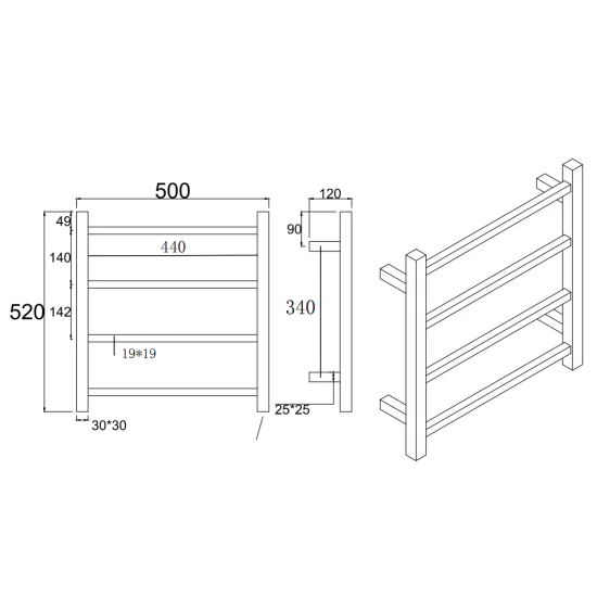 Round Chrome Electric Heated Towel Rack 4 Bars