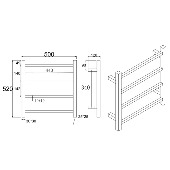 Round Chrome Electric Heated Towel Rack 4 Bars
