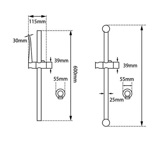 Round Chrome Hand held Shower Set With Rail Handheld Shower Head