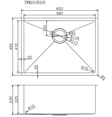 Handmade Top/Undermount Single Bowl Kitchen Sink 304 Stainless Steel Kitchen Sink