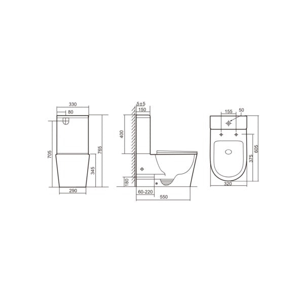 MiniLoo Child-care Rimless Back to wall Toilet Suite Toilet Suite