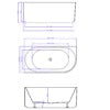 BENITA 1700mm Fluted Left Hand Corner Bath Tub in Gloss White Bathtub