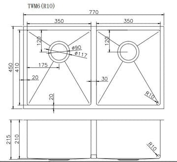 Hand-Made Double Bowl Kitchen Sink