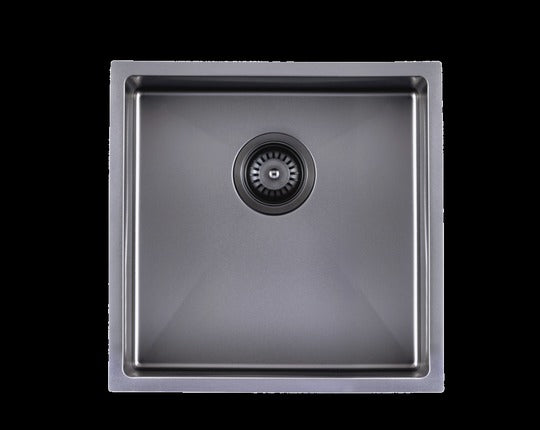 Gun Metal Grey Stainless Steel Handmade Single Bowl Sink for Flush Mount and Undermount