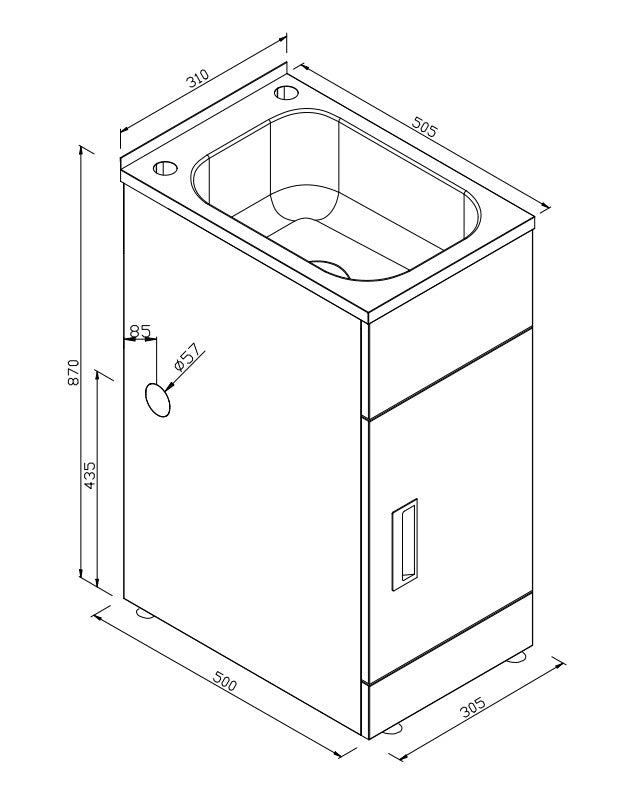 LAVASSA Laundry trough and cabinet 20L