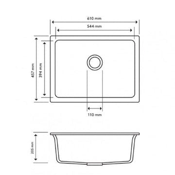 Carysil Big Bowl Granite Kitchen/Laundry Sink Top/Flush/Under Mount