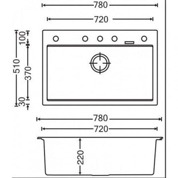 Carysil Waltz 780 Granite Stone Kitchen Sink Top/Under Mount