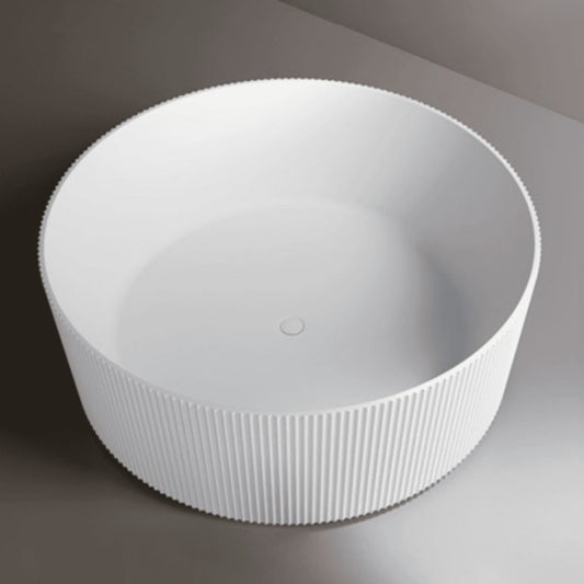 Arcadia 1500mm Round Fluted Freestanding Gloss White Bathtub Bathtub