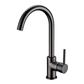 Round Gun Metal Grey Kitchen Sink Mixer Tap  Kitchen Mixer