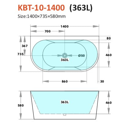 ELIVIA Back To Wall Bathtub