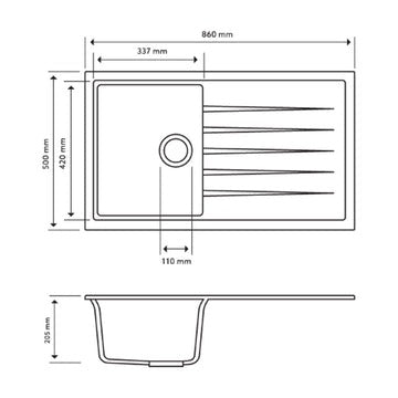 Carysil Vivaldi D100 Single Bowl With Drainer Board Granite Kitchen Sink Top/Flush/Under Mount