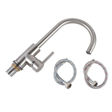 Round Brushed Nickel Kitchen Sink Mixer Tap  Kitchen Mixer