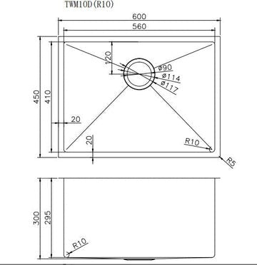 Handmade Top/Undermount Single Bowl Kitchen/Laundry Sink