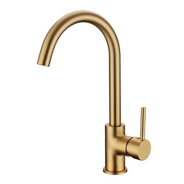 Round Brushed Yellow Gold Kitchen Sink Mixer Tap  Kitchen Mixer