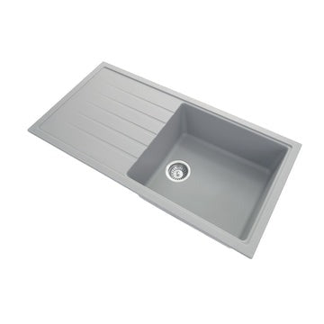 Carysil Vivaldi D100L Single Bowl With Drainer Board Granite Kitchen Sink Top/Flush/Under Mount Kitchen Sink