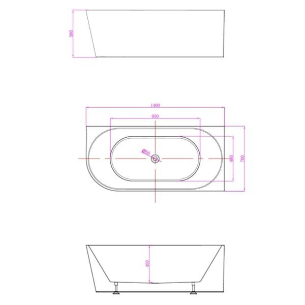 VICTOR 1400mm Gloss White Right/Left Corner Bathtub Bathtub