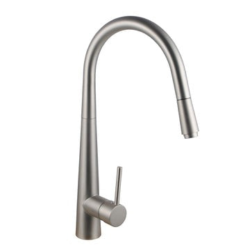 Round Brushed Nickel Pull Out Kitchen Sink Mixer Tap  Kitchen Mixer