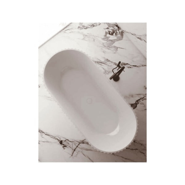 Henley 1500/ 1700mm Matte White Fluted Freestanding Bath Tub Bathtub