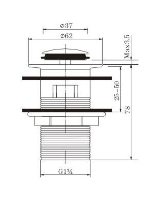 Solid Brass Basin Pop Up Waste with Overflow Chrome Waste