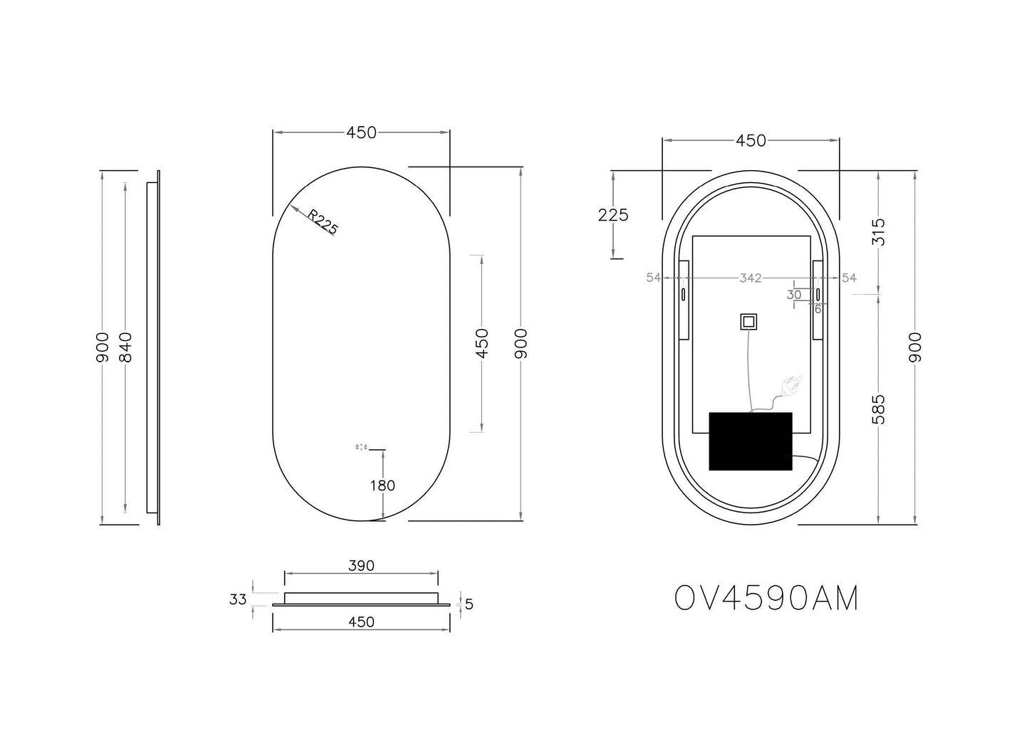 Oval LED Backlit Mirror