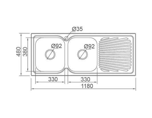 DANTE Square Double Bowl Sink with Tap Hole and Drainer Kitchen Sink