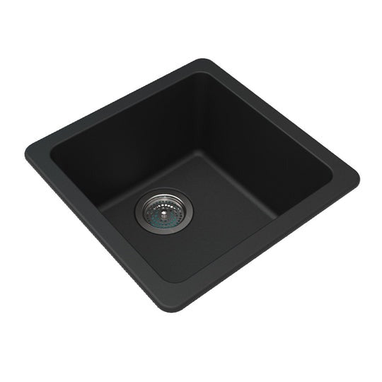Black Granite Quartz Stone Kitchen/Laundry Sink Single Bowl Top/Under Mount