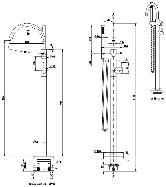JESS Free Standing Bath Set  Shower