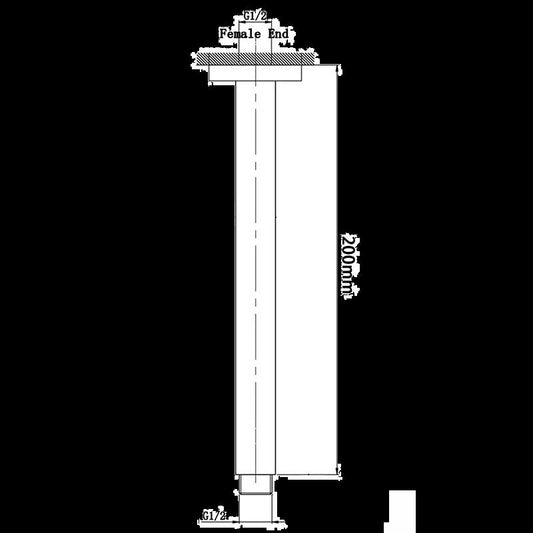 Round Brushed Brass Ceiling Shower Arm 200mm Shower Arm