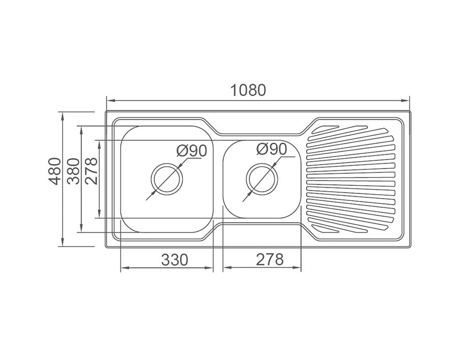 DANTE Square 1 & 3/4 Sink with Tap Hole and Drainer Kitchen Sink