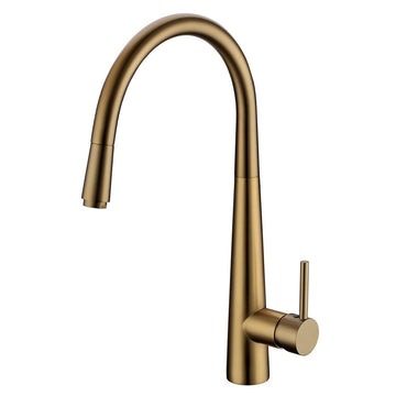 Round Brushed Yellow Gold Pull Out Kitchen Sink Mixer Tap  Kitchen Mixer