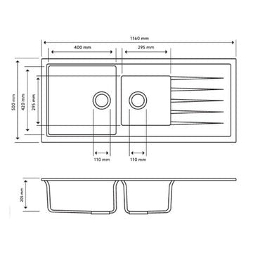 CARYSIL Vivaldi D200V Granite Kitchen Sink