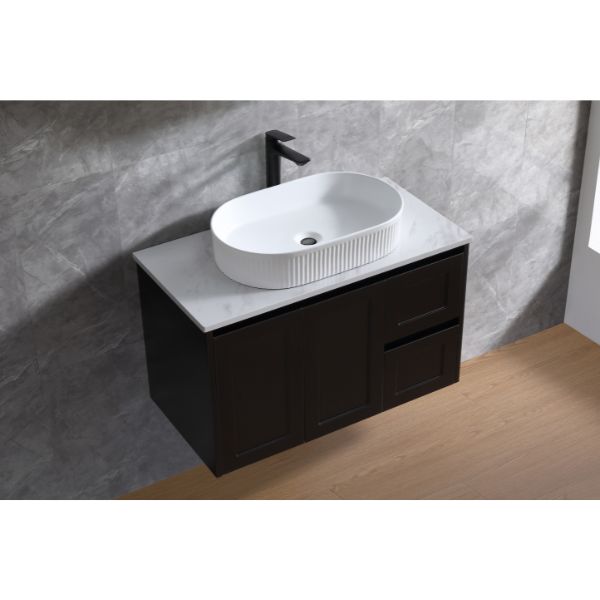 Luna Wall Hung Vanity - Matte Black  vanity