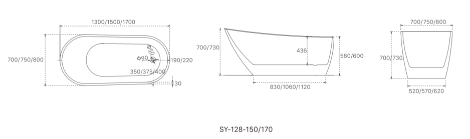 NOVA Freestanding Bathtub - 2 Sizes Available.