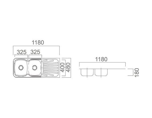 DANTE Double Bowl Sink with Tap Hole and Drainer Kitchen Sink