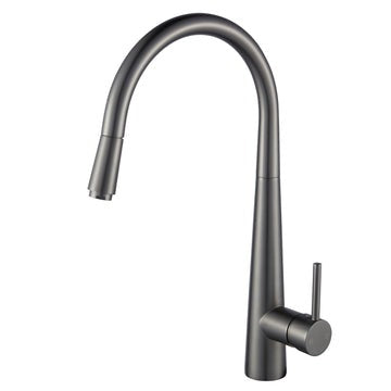 Round Gun Metal Grey Pull Out Kitchen Sink Mixer Tap  Kitchen Mixer