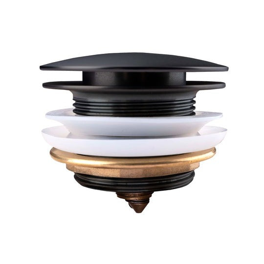 Black Solid Brass Bathtub Mushroom Pop Up Waste Drain NO Overflow Waste