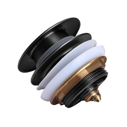 Black Solid Brass Bathtub Mushroom Pop Up Waste Drain NO Overflow Waste