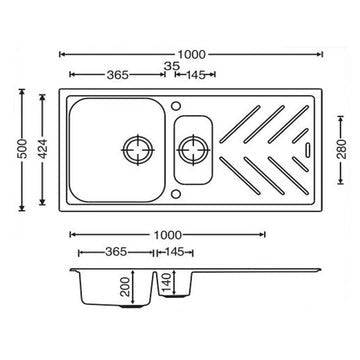 BEETHOVEN D150 Granite Quartz Stone Double Bowl Kitchen Sink Kitchen Sink