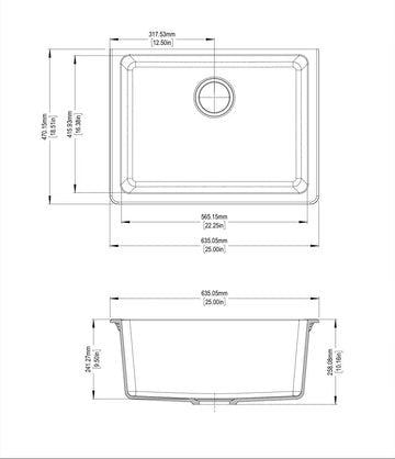 Black Granite Quartz Stone Undermount Kitchen Sink Single Bowl