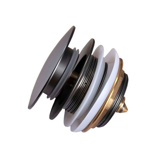 Gun Metal Grey Solid Brass Bathtub Mushroom Pop Up Waste Drain NO Overflow Waste