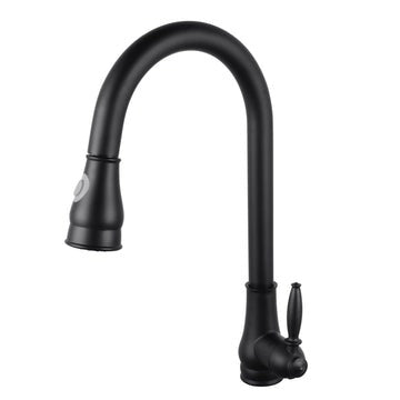 Round Black Vintage Pull Out Kitchen Sink Mixer Tap  Kitchen Mixer