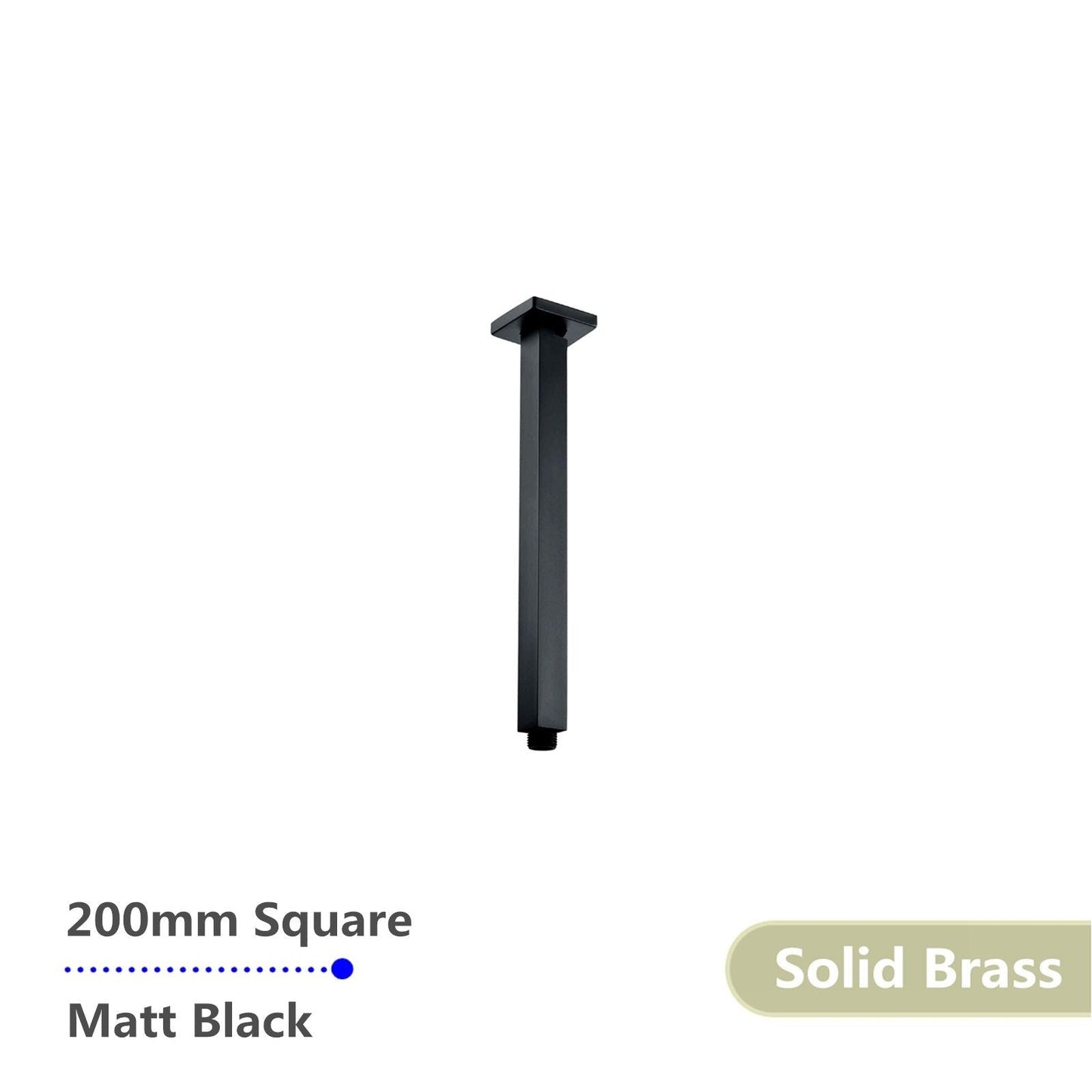 Square Black Ceiling Shower Arm 200mm Shower Arm