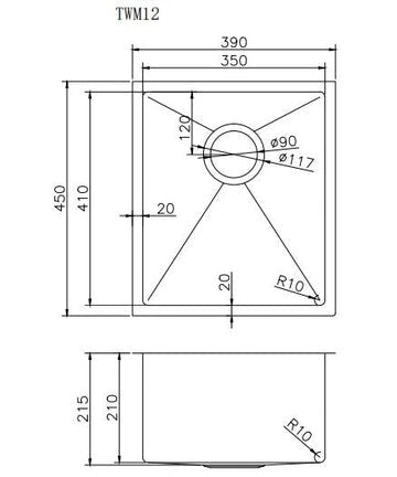 Handmade Top/Undermount Single Bowl Kitchen Sink