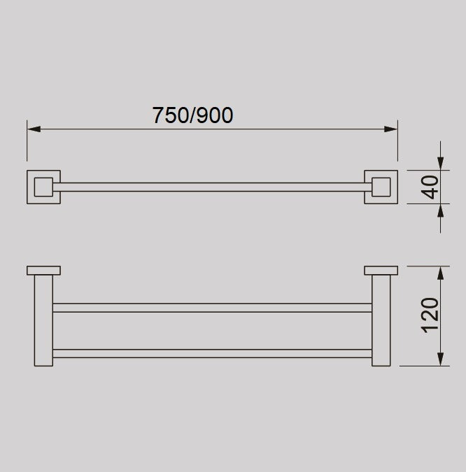 QUBI 75cm Double Towel Rail