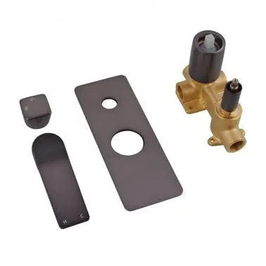 RUSHY Square Brushed Gun Metal Wall Mixer With Diverter