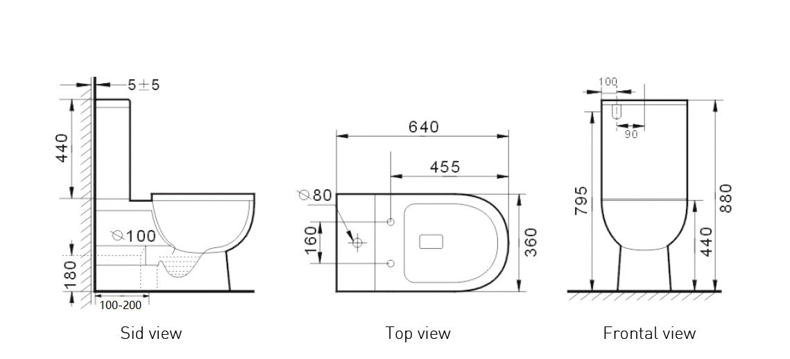 Toilet Suite Back to Wall Rimless Soft Closing Seat EG2001