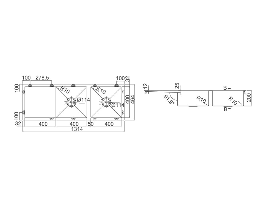 IMPACT Double Bowl Sink with Drainer