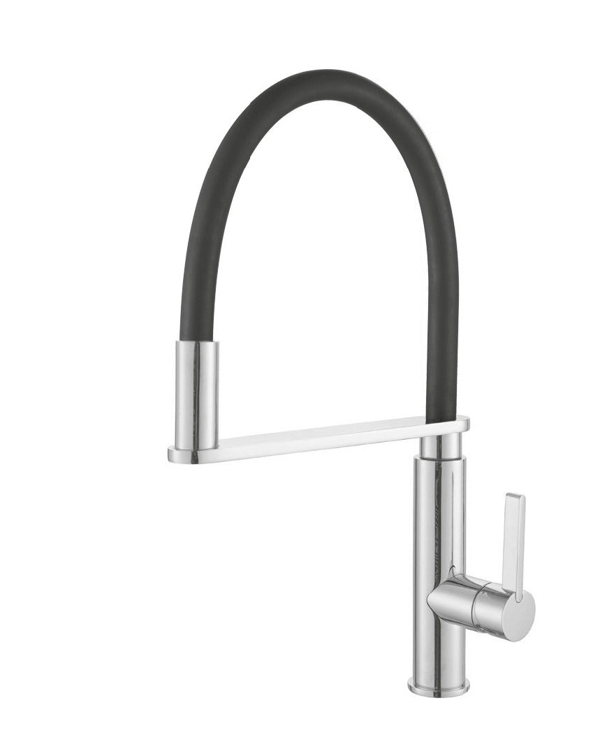 KENZO Sink Mixer - with Black Hose in Chrome