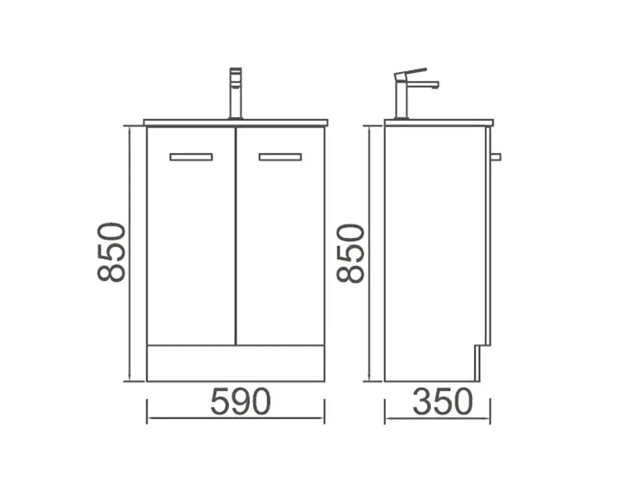 JUNIOR Vanity Free Standing 600mm with Ceramic Top