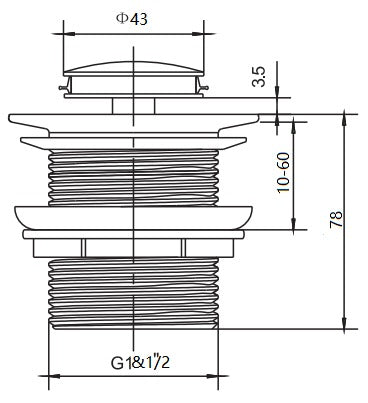 40mm with Overflow Pop Up Waste